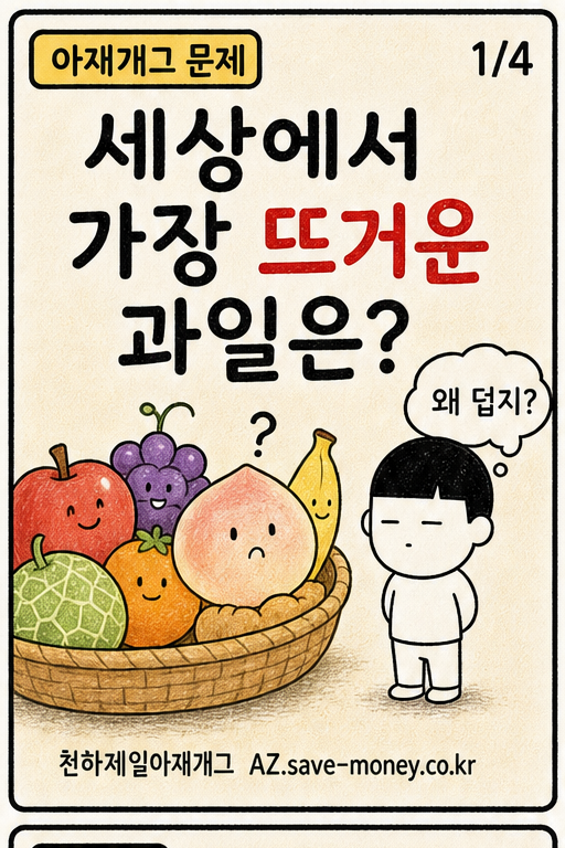 세상에서 가장 뜨거운 과일은? 아재개그 문제