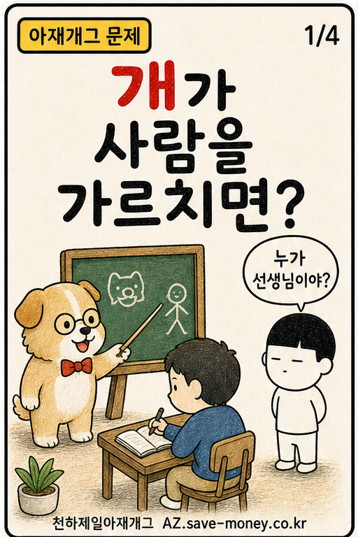 개가 사람을 가르치면? 아재개그 문제