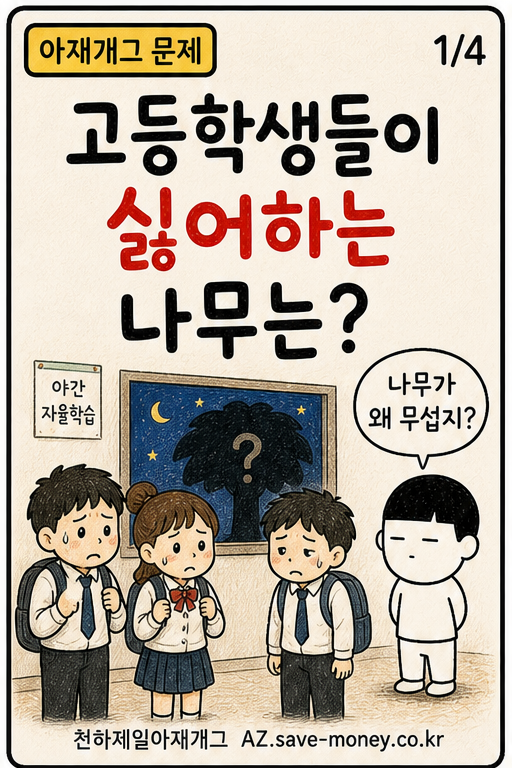 고등학생들이 싫어하는 나무는? 아재개그 문제
