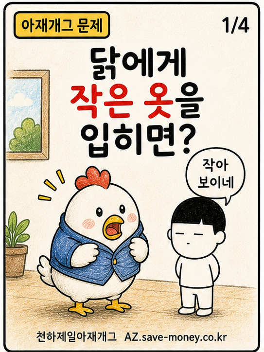 닭에게 작은 옷을 입히면? 아재개그 문제